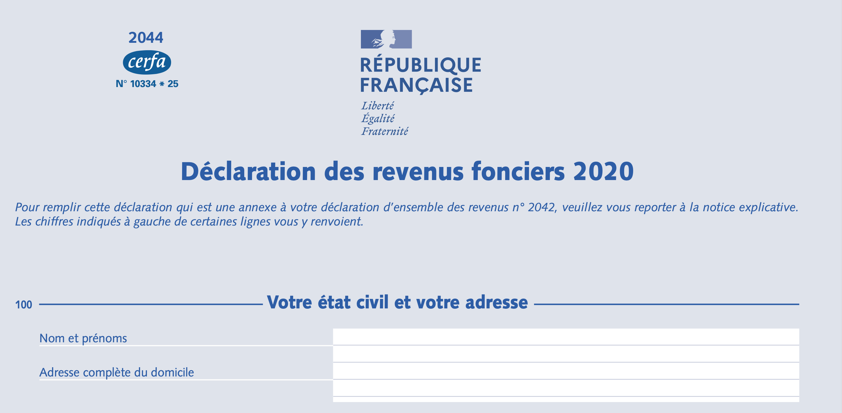 déclaration des revenus fonciers