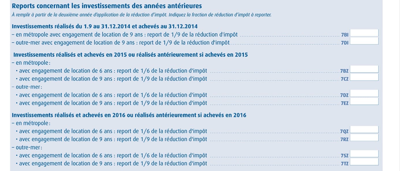 reports concernant les investissements des annees anterieures